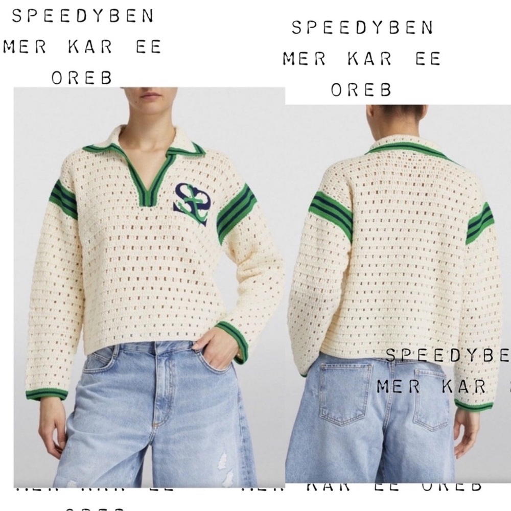 Sandro Paris Nicolas embroidered crocheted wool polo sweater - Picture 13 of 15